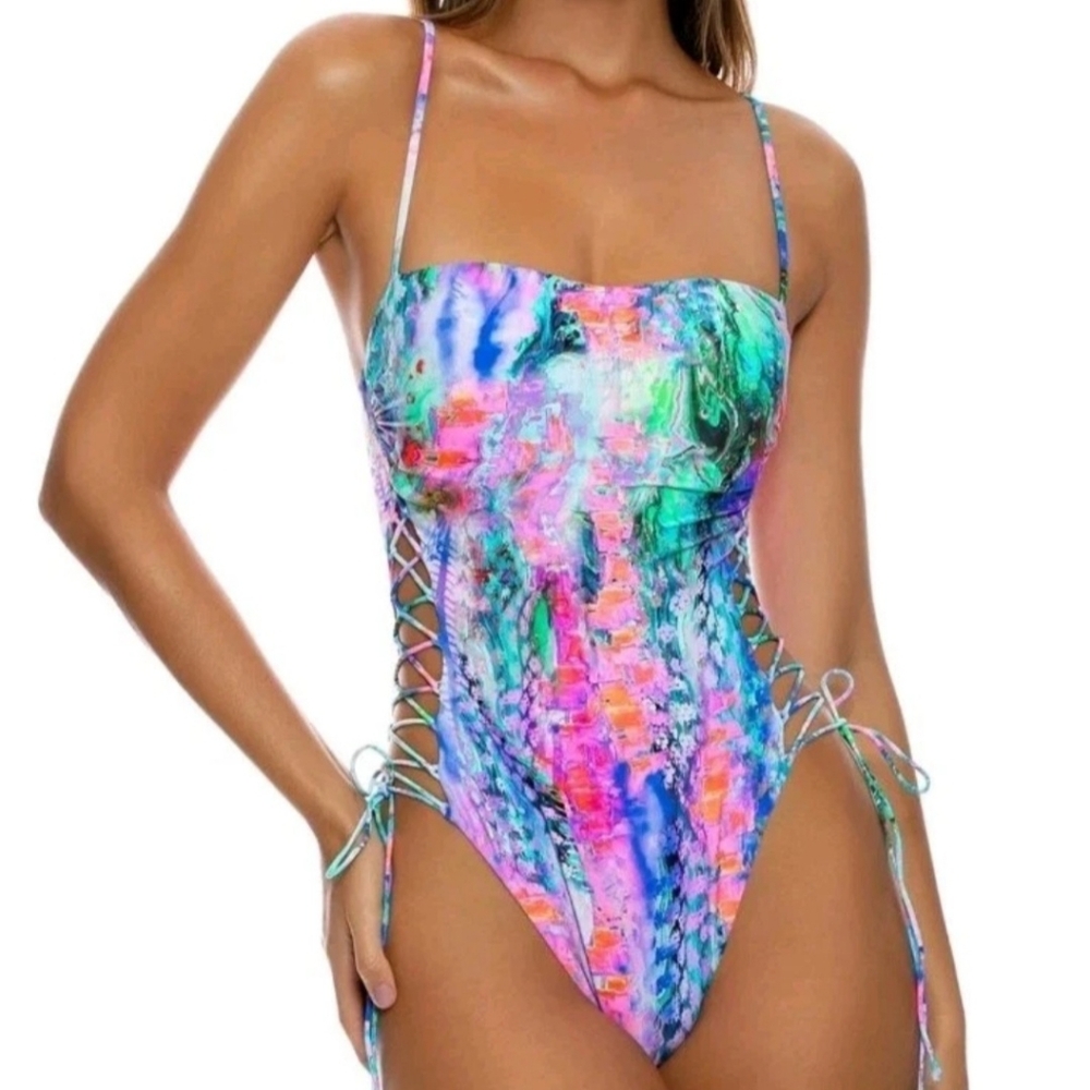 LULI FAMA She's Electric One Piece Swimsuit M NWT